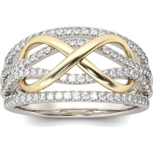 Vintage Gold Infinity Zircon Ring Anel Bijoux Bague Wedding Rings for Women Female Fashion Jewelry Accessory Anillo 2021