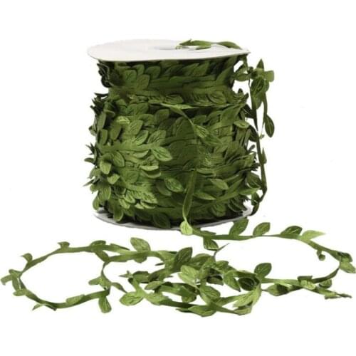 10 Meter Silk Leaf-Shaped Handmake Artificial green Leaves Trim Ribbon For DIY Craft Wedding Decoration 7LS90