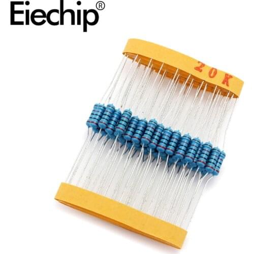 100pcs/lot 0.5W 1 ohm 1% Metal film resistor 1/2W resistance 20K Electronic resistors
