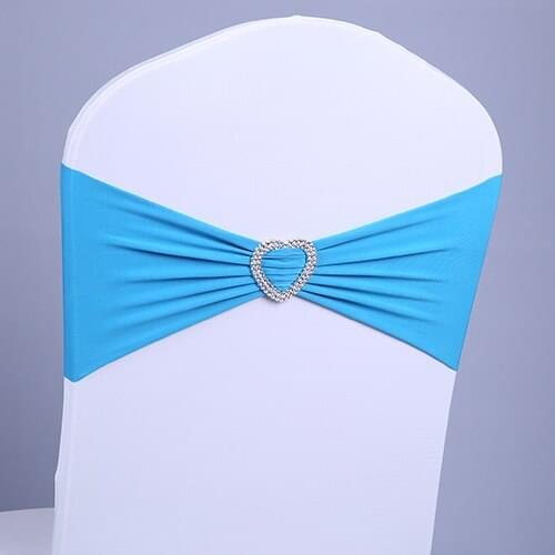 100Pcs/lot Lycra Chair Band Spandex Stretch Cover for Wedding Banquet Party Hotel Decoration crown chair decor light blue