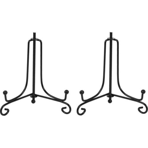 2 Pack)Iron Display Stand, Black Iron Easel Plate Display Photo Holder Stand, Displays Picture Frames, Cookbooks, Decorative Pl