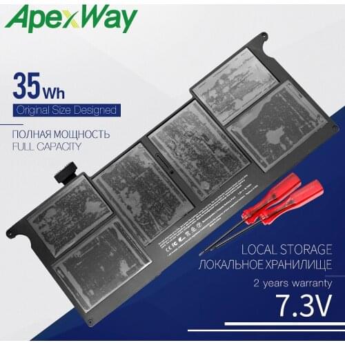 35WH 7.3V ApexWay Laptop Battery for Apple MacBook Air 11" A1370 Mid 2011 & A1465 (2012-2015) ,Repace: A1406 A1495 batteries