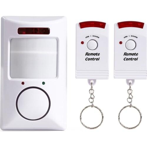 Wireless Home Security Alarm, 1 Battery-operated Receiver and 2 Controllers PIR Motion Sensor Detector Infrared Alert System