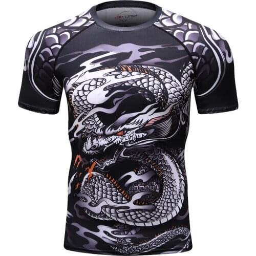 2018 new 3D print t shirt men GYMS compression shirt T-shirt Mens Dragons Flight Short Sleeve Rash Guard MMA BJJ tops T-shirt