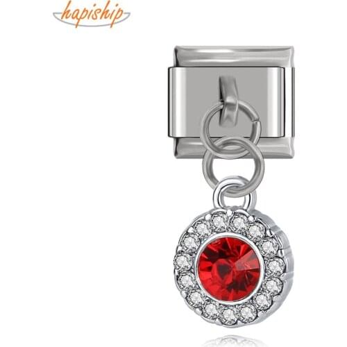 Hapiship 9mm Width Original Daisy Round Rhinestone Italian Charm Fit 9mm Bracelet Stainless Steel Jewelry Making DJ169