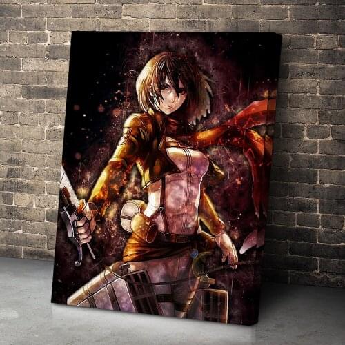 HD Prints Attack on Titan Poster Wall Art Mikasa Poster Home Decor Bedroom Bedside Background Modular Japan Anime Pictures Frame