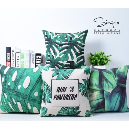 Botany Southeast Asian rainforest plant cotton pillowcase banana leaf cushion for leaning on of 45 * 45 No Inner