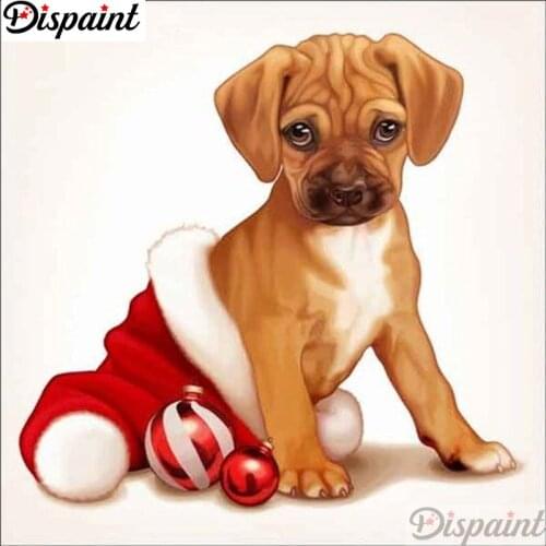 Dispaint Full Square/Round Drill 5D DIY Diamond Painting "Animal dog hat" Embroidery Cross Stitch 3D Home Decor Gift A12299