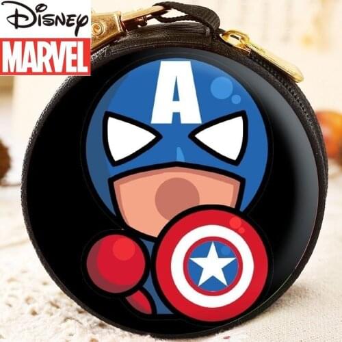 Disney Marvel Spider-Man Wallet Captain America Headphone Cable Data Cable Storage Box Very Durable Cartoon Zipper Coin Purse