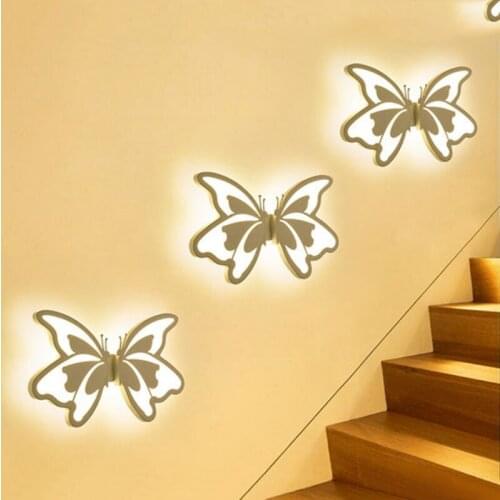 Creative Butterfly Wall Light Modern Living Room Kids Bedroom Acrylic LED Wall Lamps Corridor Aisle Sconce Decor 24W AC85-265V