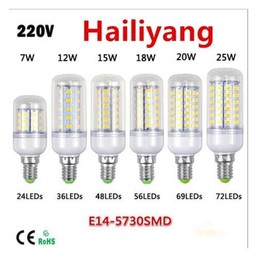 Hot Sale E27 E14 Led Lamps 5730 110V 220V 12W 15W 18W 20W LED Corn Led Bulb Christmas Chandelier Candle Lighting free shipping