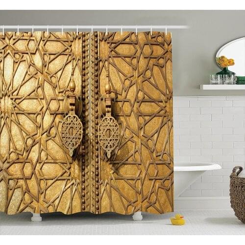 Moroccan Shower Curtain Main Gates of Royal Palace in Marrakesh Morocco Travel Tourist Attraction Wall Decoration Curtains