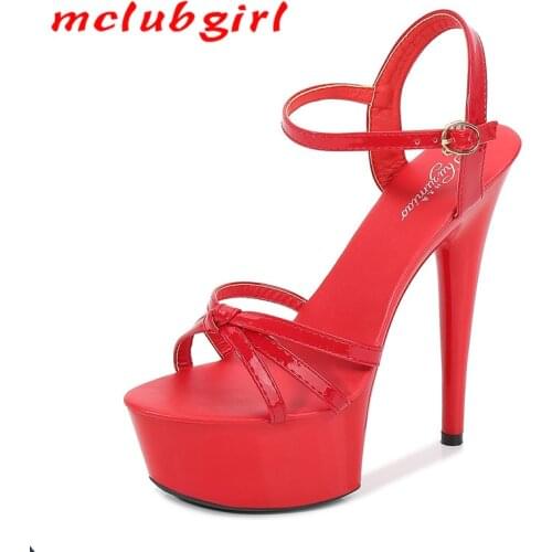 Mclubgirl Catwalk Artifact Model Fine With Sexy Black Platform 15cm Heels Ultra-High-Heel Sandals Womens Summer LFD