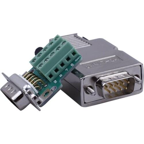 1pcs Metal Case DB9 Connector Solder Free Terminal Block Breakout Board Terminals RS232 RS485 COM Quick Install 9-pin Solid