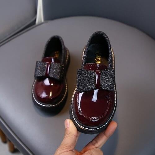 Fashion Bow Kids Shoes Princess For Little Girls Dress Patent Leather 2021 Children School Shoes 3 4 5 6 7 8 9 10 11 12 Years