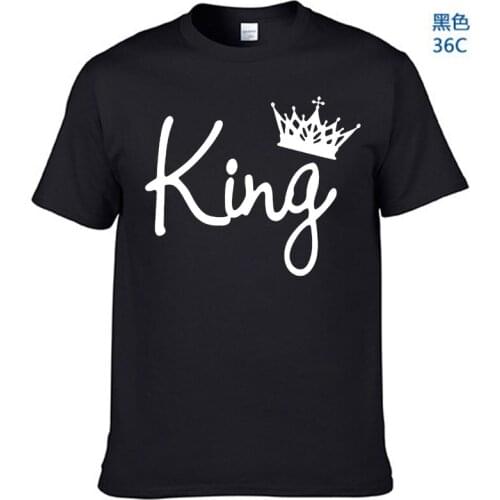 King Couples T Shirt Crown Printing Couple Clothes Summer men T-shirt 2019 mens Casual O-neck Tops Lovers Tee ShirtKing Couples