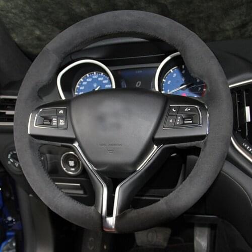 DIY Top Suede Car Steering Wheel Hand-stitch on Wrap Cover For Maserati Ghibli Levante Quattroporte GT