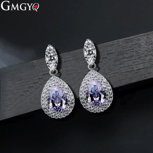 GMGYQ 2018 New Fashion Women/Girls white Gold Dangle Drop Earrings Wedding Jewelry Gift Free shipping Earring Wholesale