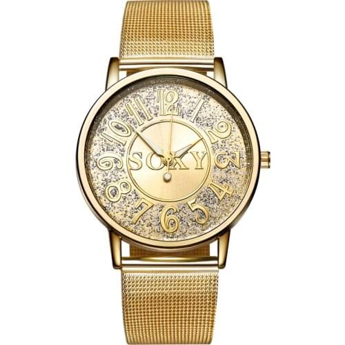 New Fashion Watch SOXY Brand Golden Luxury Crystal Steel Watches Men Retro Reloj Hombre Quartz Wrist watch Clock Relogio