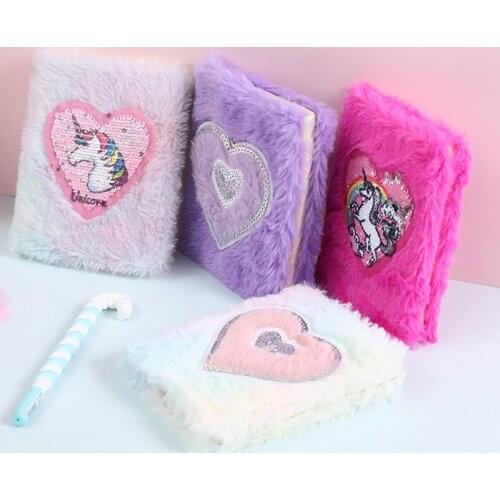 Unicorn new plush notebook small portable pocket diary notebook stationery girls heart notebook