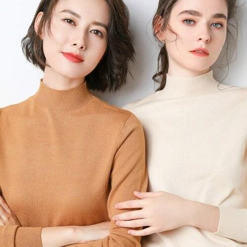 Autumn Womens Khaki Turtleneck Slim Thick Girls Pullovers Long Sleeve Plus Size Wool Sweater Cute Fashion High Quality Knitwear