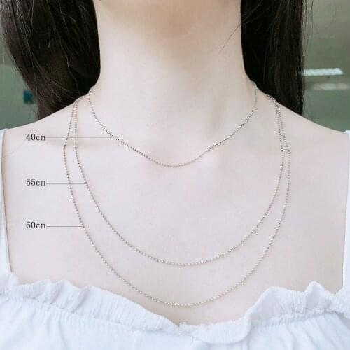 S925 Sterling Silver Necklace female simple personality round bead chain no Pendant Necklace temperament fashion Retro