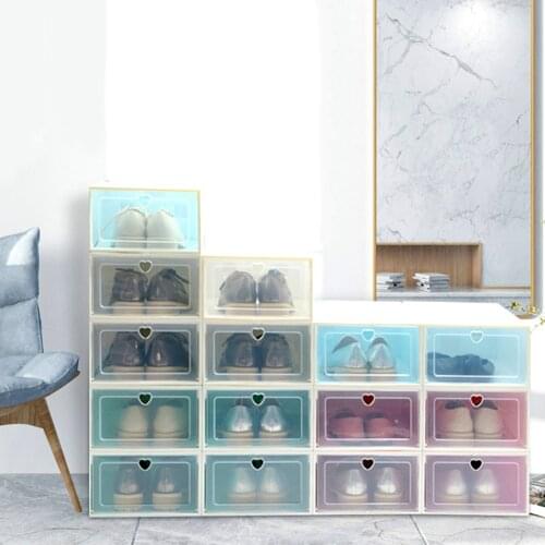 Hot Clear PP Stackable Dust-proof Shoes Box Shoes Storage Boxes Flip Drawer Shoes Organizer Container Home Storage Organizer