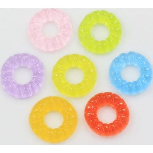 100/50pc Colorful Resin Candy Ring Cabochons Pastel Assorted Embedded Holographic Confetti Ring Candy Cabochons Fruit Loop Candy