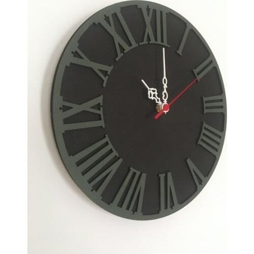 North Designed Black Mold Green Roman Decorative Wall Clock 30 Cm