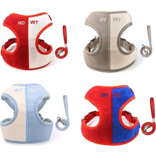 Fashion Patchwork Pet Dog Harness and Leash Set Breathable Puppy Small Dogs Cat Vest Clothes Accessories Dog Vest Chihuahua