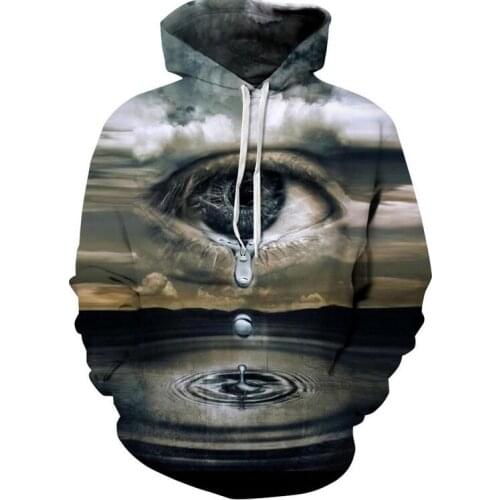 Autumn Winter Men/Women 3d Sweatshirts Print Clouds Big Crying Eyes Hooded Hoodies Unisex Pullovers Colorful Nebula Thin Hoody