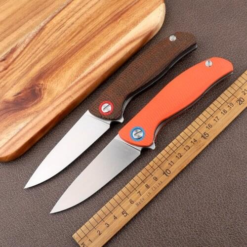 Outdoor tactical F3 folding D2 blade titanium Mikata/G10 handle multi-function camping hiking self-defense hunting knife