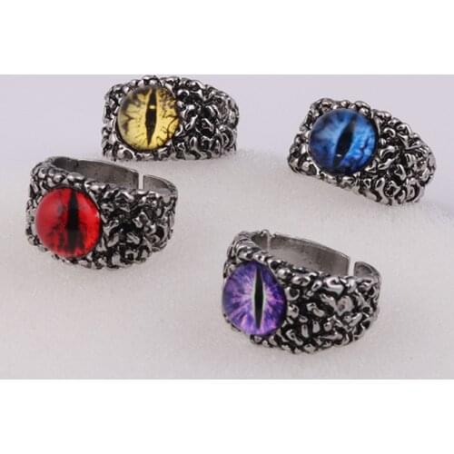 Retro Punk Man Domineering Demon Eye Crystal Personality Ring Attack Giant Strange Ring Vertical Pupil Crystal Ladies Jewelry