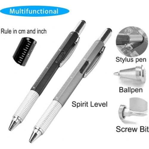 All In One Tool Ballpoint Pen Screwdriver Ruler Spirit Level with A Top and Scale Multifunction Metal&Plastic Pen Stationery
