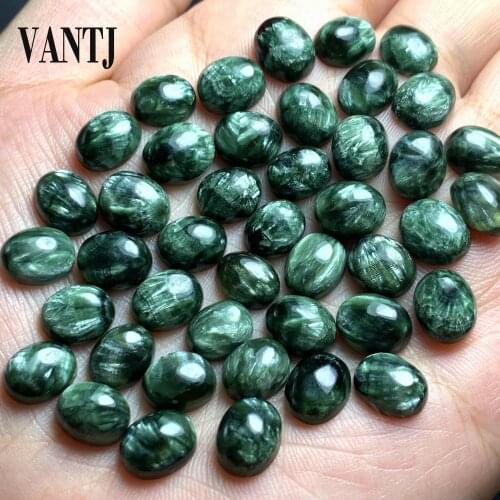 VANTJ High Quality Natural Seraphinite Loose Gemstone Charoite for Fine Jewelry Silver and Gold Mounting Diy Ring