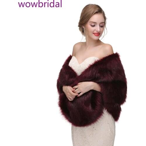 WOWBRIDAL Warm Faux Fur Winter Bridal Cape Wedding Cloaks Party Wraps Jacket Wrap Boleros De Encaje Boleros De Mujer