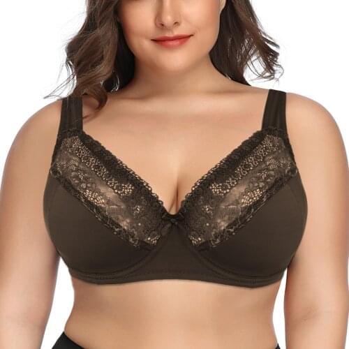 Womens Lace Bras Large Brassiere Cup Light Padded Underwire Underwear Tops Bralette Busty Sexy Lingerie C D DD E F G