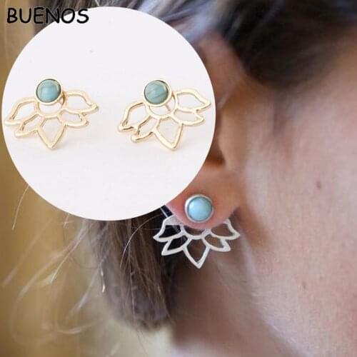 BUENOS Fashion Vintage Earrings For Women fashion Jewelry Double Sided Earrings Flower Party Gifts Best Friend
