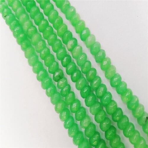 1 Strand 4x6mm Green Malay Jade Facet Wheel Loose Beads DIY Fashion Jeawelry Making Accessories Unisex 15.5"