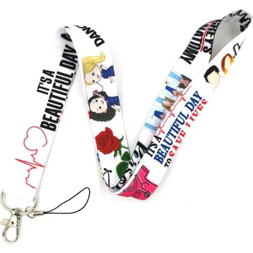 10Pcs Greys Anatomy tv show doctors Neck keychain necklace Anime Cartoon Neck Strap Lanyard ID Badge Holder Keychain Lanyards