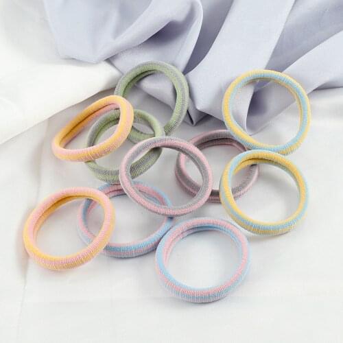 10pcs/Set Women Hair Accessories Light Colored Stripes Rubber Band Scrunchies Children Girls Colorful Nylon Big Elastic Hairband