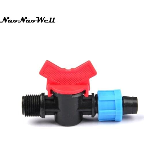 10pcs NuoNuoWell 1/2" Thread to 16mm Drip Tape Lock Valve for Garden Agricultural Drip Irrigation Fittings Soft Hose Connector