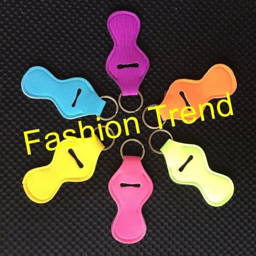 2000pcs/lot free shipping Excellent quality low price Neoprene chapstick holders cheap blank keychain