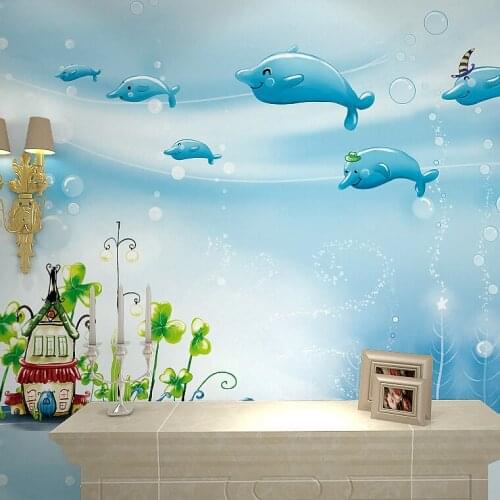 Large mural childrens room wallpaper dolphins 3d wallpaper bedroom Custom Size