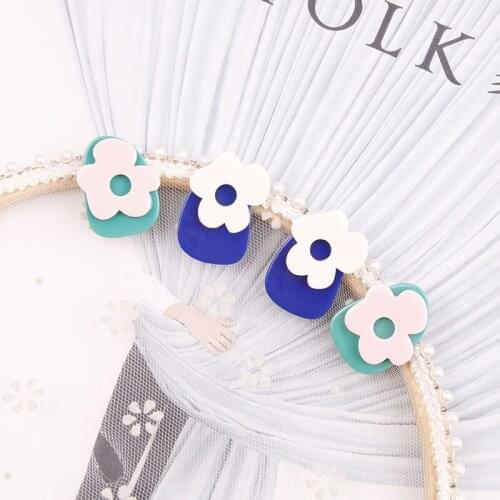 4 PCS 26x21mm Korean Acetic Acid Acrylic Flowers Earrings Accessory For DIY Jewelry Making
