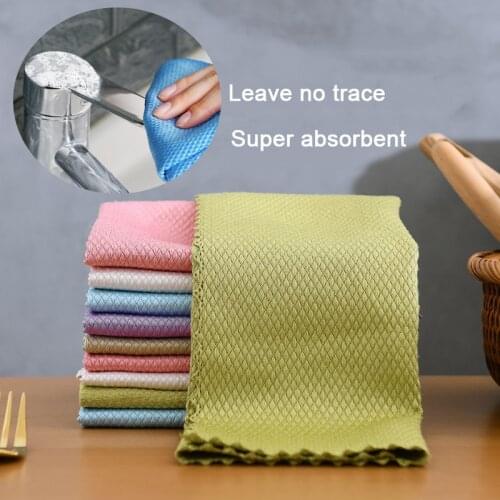 5/10 pcs Household Cleaning Products Cloth Fish Scale Rag for Glass Clean Kitchen Tools Microfiber for Absorbent Cleaning Towel