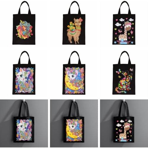 5D Diamond Painting Handbag cross stitch DIY Eco-friendly Shopping Storage Bags Foldable Canvas Bag Home Organizer Craft Handbag