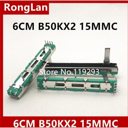 [BELLA] 6 cm 60MM double B50K B50KX2 Original DJM 400 500 600 800 mixer fader volume potentiometer 15MM shaft --10PCS/LOT