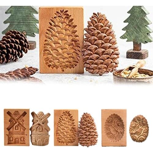 Wooden Cookie Stamp Embossing Mold 3D Cake Embossing Baking Mold Tools Cookie Press Stamp Embosser Cutter Cookie Stamp