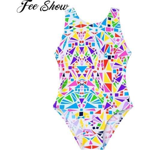 Kids Girls One-Piece Swimsuit Beach Swimming Swimwear Sleeveless Wide Straps Backless Bathing Suits for Practice and Competition